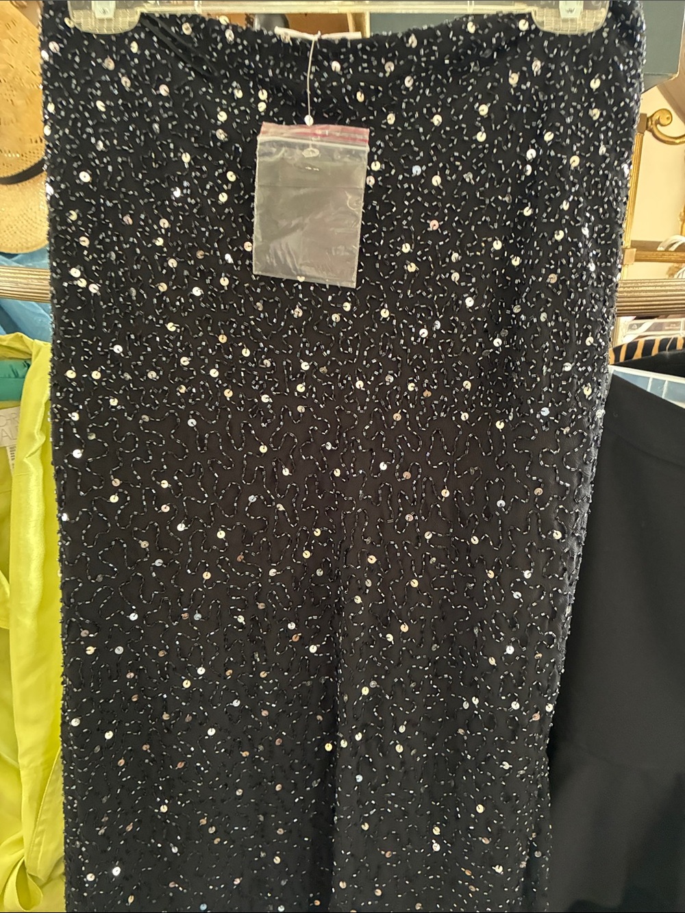 Vintage Black Sequin Midi Skirt